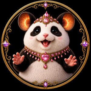 Illustrated icon of PanHam™, one of the lovable SynthaPals™ from Aetheronyx Gardens™, displayed inside an ornate gilded circular frame.