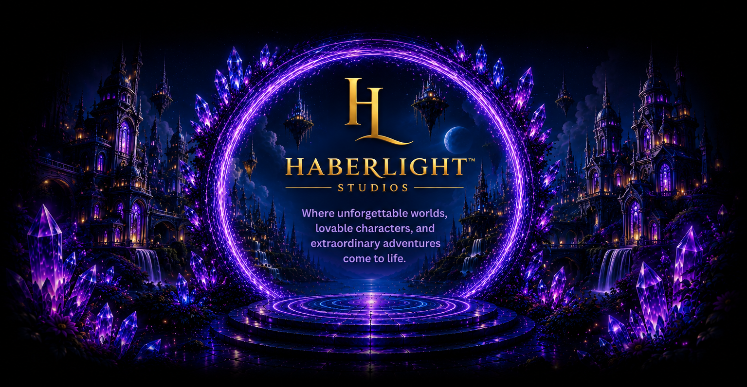 HaberLight Studios™ fantasy portal featuring the magical world of Aetheronyx Gardens™