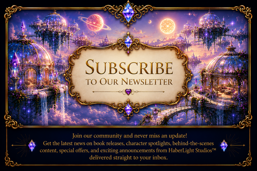 Subscribe to the HaberLight Studios™ newsletter featuring the magical floating islands of SkyDora Isles from the Aetheronyx Gardens™ universe. Receive updates on new books, fantasy worlds, characters, exclusive content, and studio news.